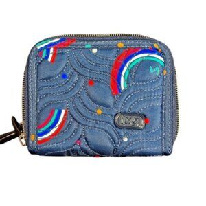 Lug Rainbow Navy Splits Small Accordion Wallet NWOT